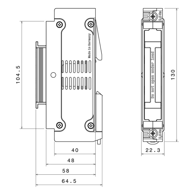 31555 - Разъединитель под предохранитель AMBUS для солнечной энергетики, 1P Ie-32 A, 10×85 мм, 1500 V DC, Wöhner