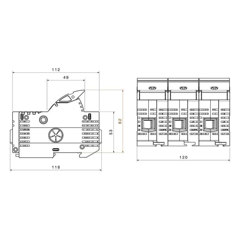31922 - Разъединитель под предохранитель типа J, 3P Ie-60 A, 27×60 мм, Wöhner