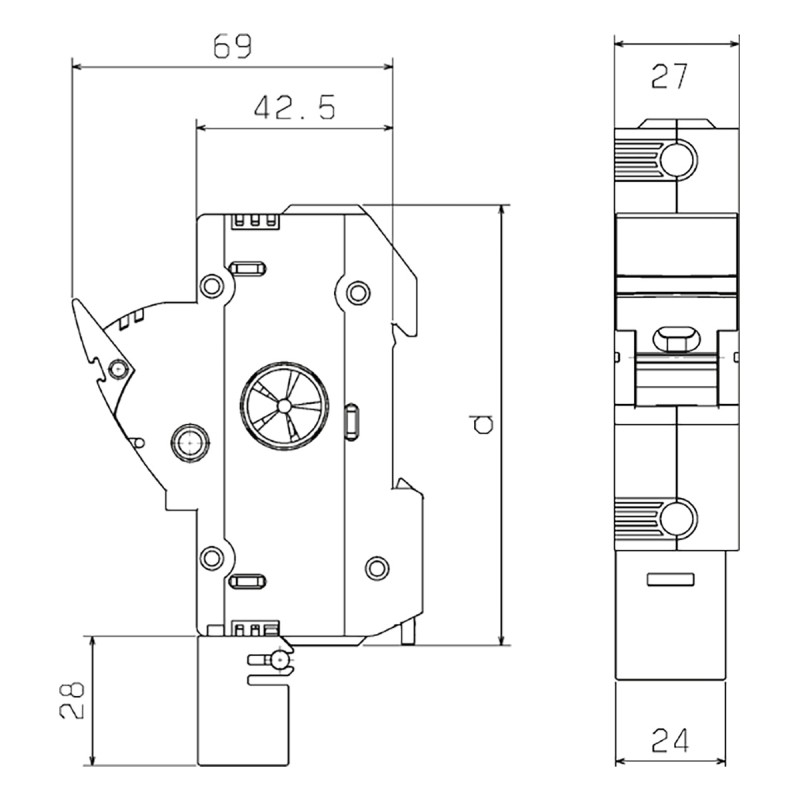 31942 - Разъединитель под предохранитель AMBUS, 1P Ie-100 A, 22×58 мм, Wöhner