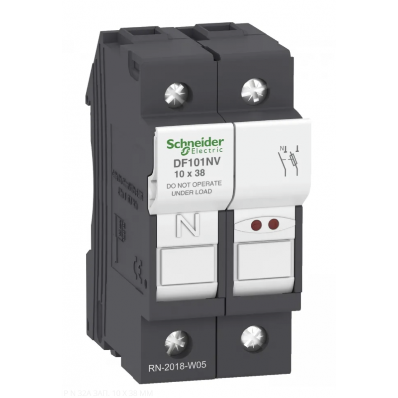 DF101NV- Разъединитель под предохранитель TeSys DF, 1P+N Ie-32A, 10×38 мм, с индикацией, Schneider Electric