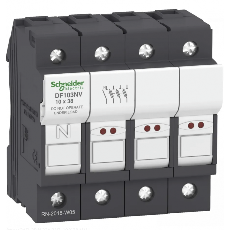 DF103NV- Разъединитель под предохранитель TeSys DF, 3P+N Ie-32A, 10×38 мм, с индикацией, Schneider Electric