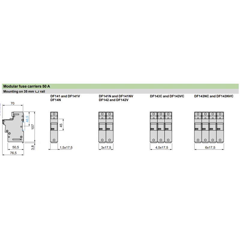DF141- Разъединитель под предохранитель TeSys DF, 1P Ie-50A, 14×51 мм, Schneider Electric