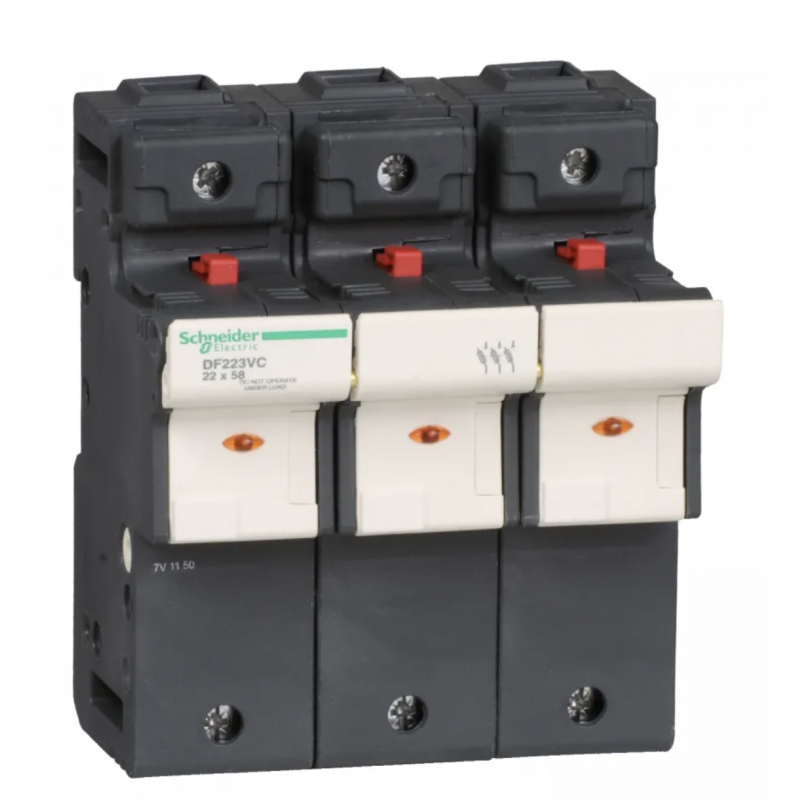 DF223VC- Разъединитель под предохранитель TeSys DF, 3P Ie-125A, 22×58 мм, с индикацией и доп. контактами, Schneider Electric