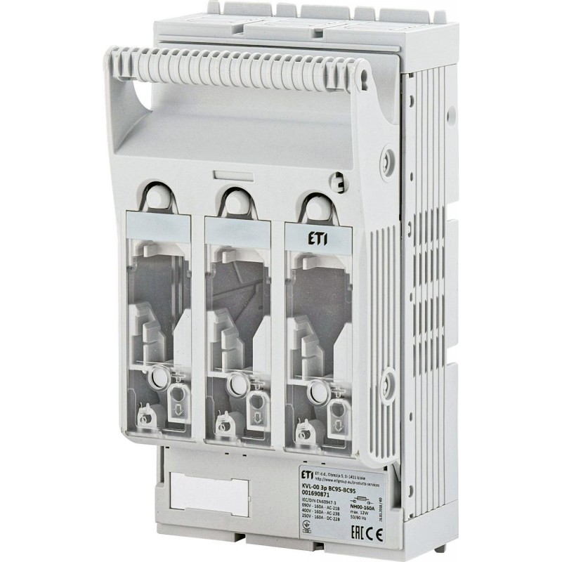 1690871 - Горизонтальный блок рубильник на панель KVL, 3P, Ie-160 A, NH-00, BC95, ETI