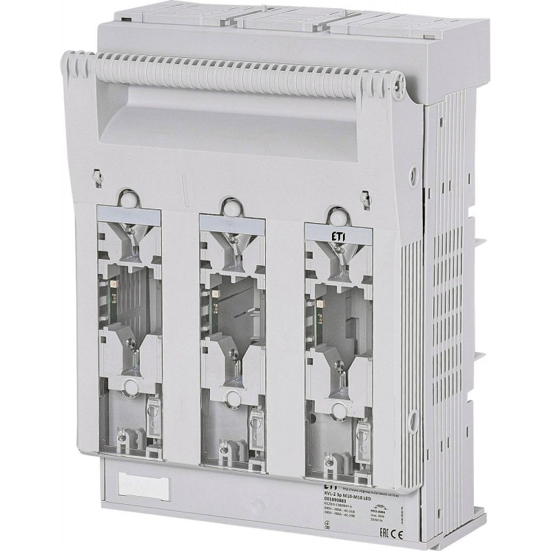 1690883 - Горизонтальный блок рубильник на панель KVL, 3P, Ie-400 A, NH-2, LED-индикация, M10, ETI