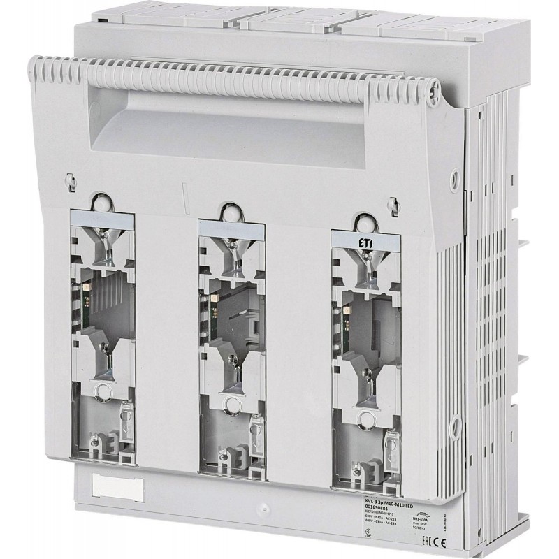 1690884 - Горизонтальный блок рубильник на панель KVL, 3P, Ie-630 A, NH-3, LED-индикация, M10, ETI