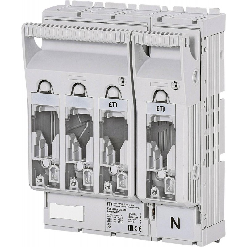 1690900 - Горизонтальный блок рубильник на панель KVL, 4P, Ie-160 A, NH-00, M8, ETI