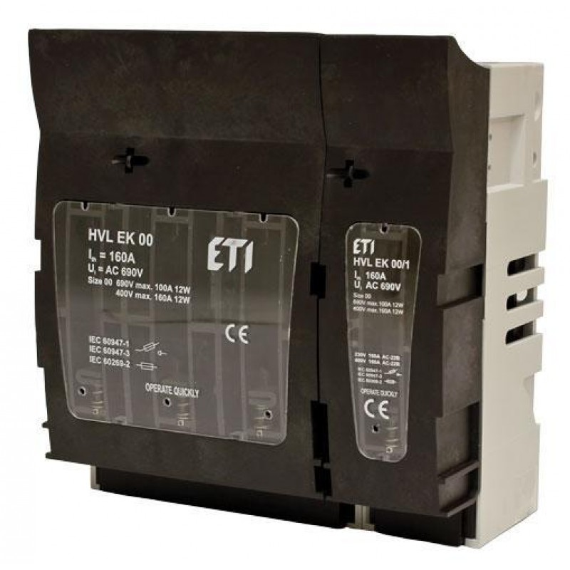 1701430 - Горизонтальный блок рубильник на панель HVL EK, 4P, Ie-160 A, NH-00, M8, ETI