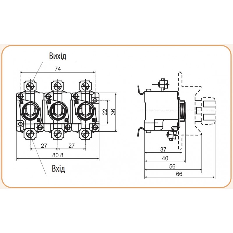 2222021 - Держатель предохранителя D02 N/3-K, 3P (63 A, E18), ETI