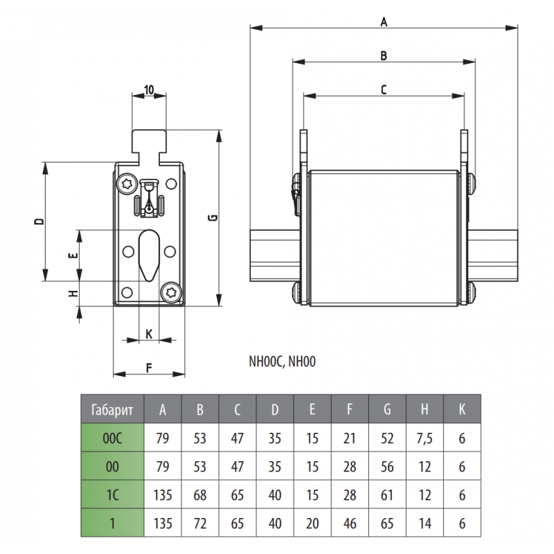 4110082 - Предохранитель ножевой Battery, 100 A, NH-00, 80 В DC, ETI