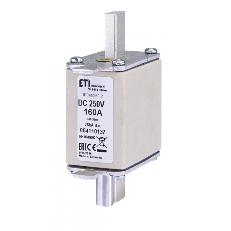 4110137 - Предохранитель ножевой 160 A, NH-00, 250 В DC, с ударником, ETI