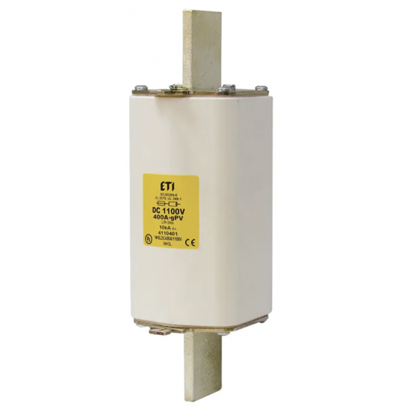 4110401 - Предохранитель ножевой 400 A, NH-3L, gPV, 1100 В DC, ETI