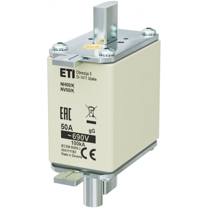 4111182 - Предохранитель ножевой с ударником 50 A, NH-00_K, gG, 690 В AC, ETI