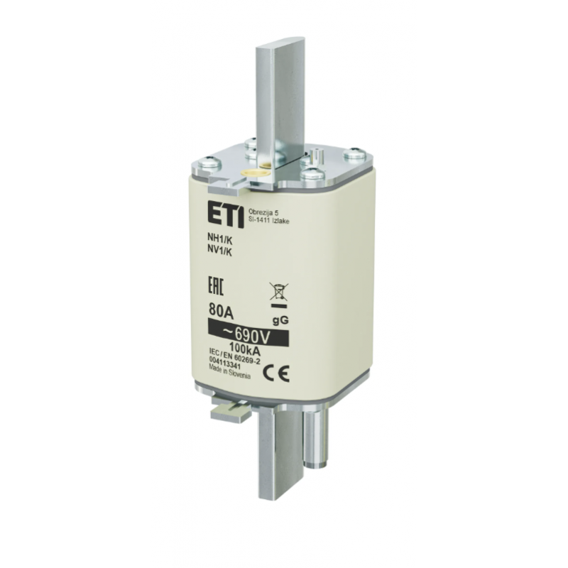 4113341 - Предохранитель ножевой с ударником 80 A, NH-1_K, gG, 690 В AC, ETI