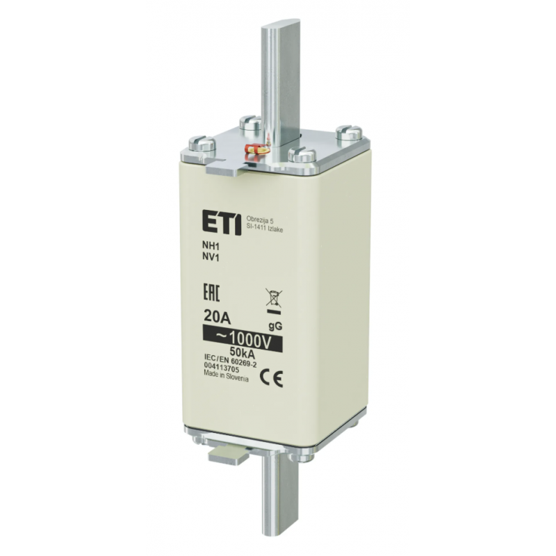 4113705 - Предохранитель ножевой, 20 A, NH-1, gG, 1000 В AC, ETI
