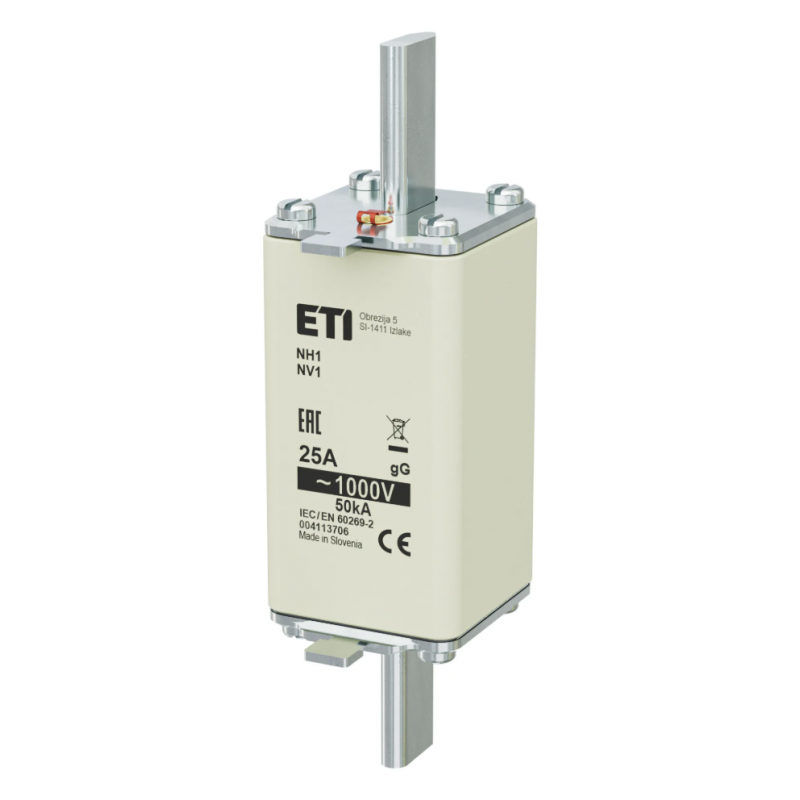 4113706 - Предохранитель ножевой, 25 A, NH-1, gG, 1000 В AC, ETI