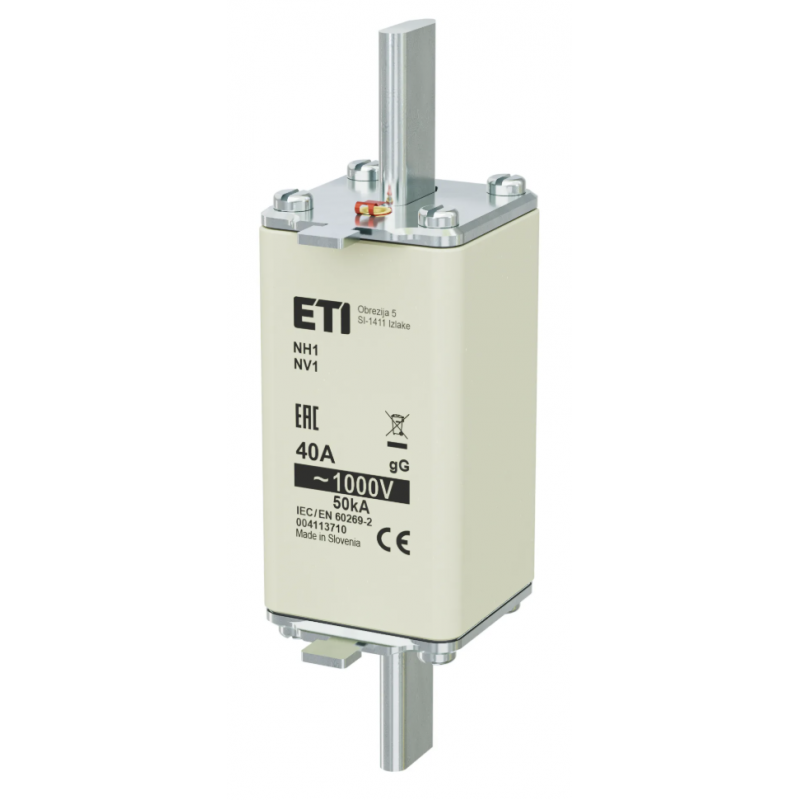 4113710 - Предохранитель ножевой, 40 A, NH-1, gG, 1000 В AC, ETI