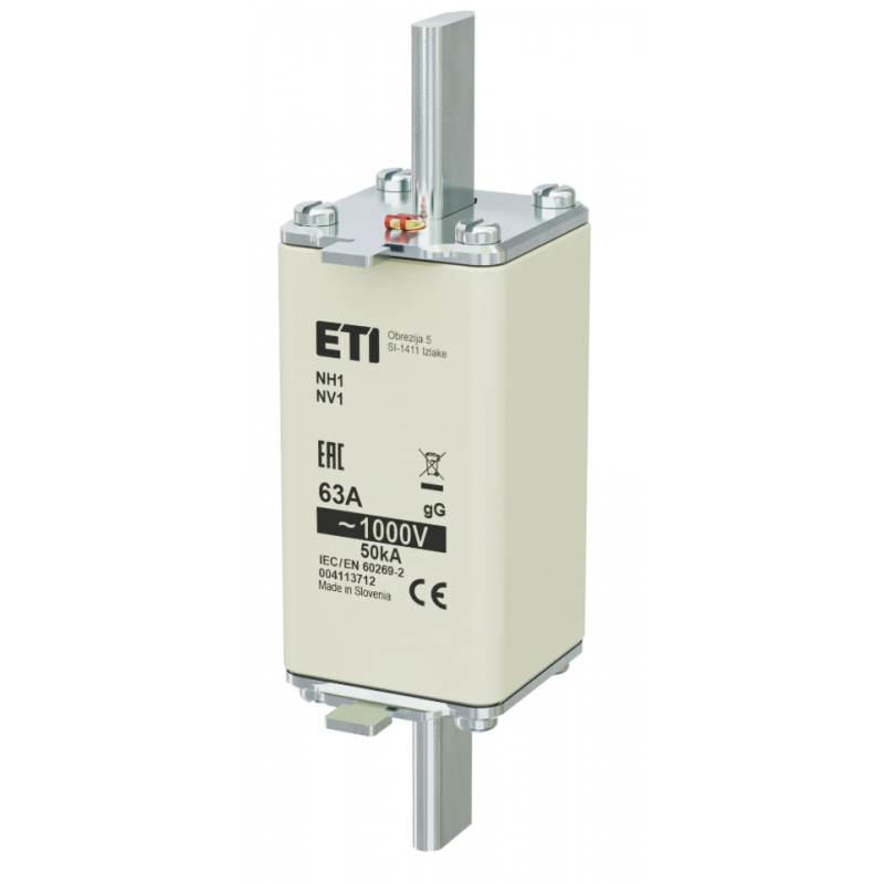 4113712 - Предохранитель ножевой, 63 A, NH-1, gG, 1000 В AC, ETI
