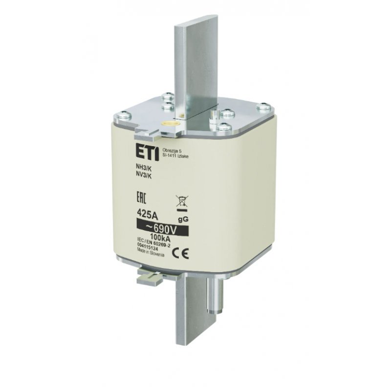 4115124 - Предохранитель ножевой с ударником 425 A, NH-3_K, gG, 690 В AC, ETI