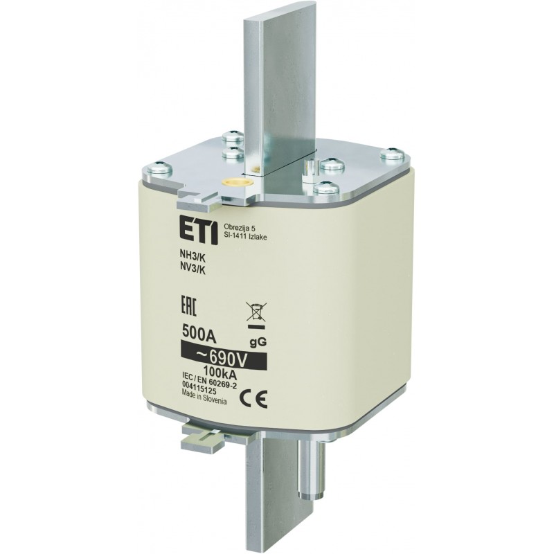 4115125 - Предохранитель ножевой с ударником 500 A, NH-3_K, gG, 690 В AC, ETI