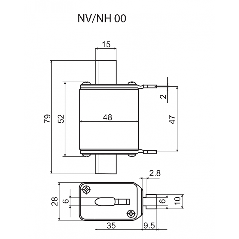 4182215 - Предохранитель ножевой KOMBI, 125 A, NH-00, gG, 500 В AC, ETI