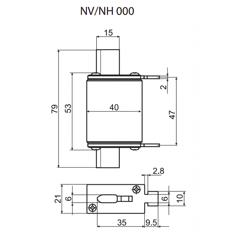 4181205 - Предохранитель ножевой KOMBI, 16 A, NH-000, gG, 500 В AC, ETI