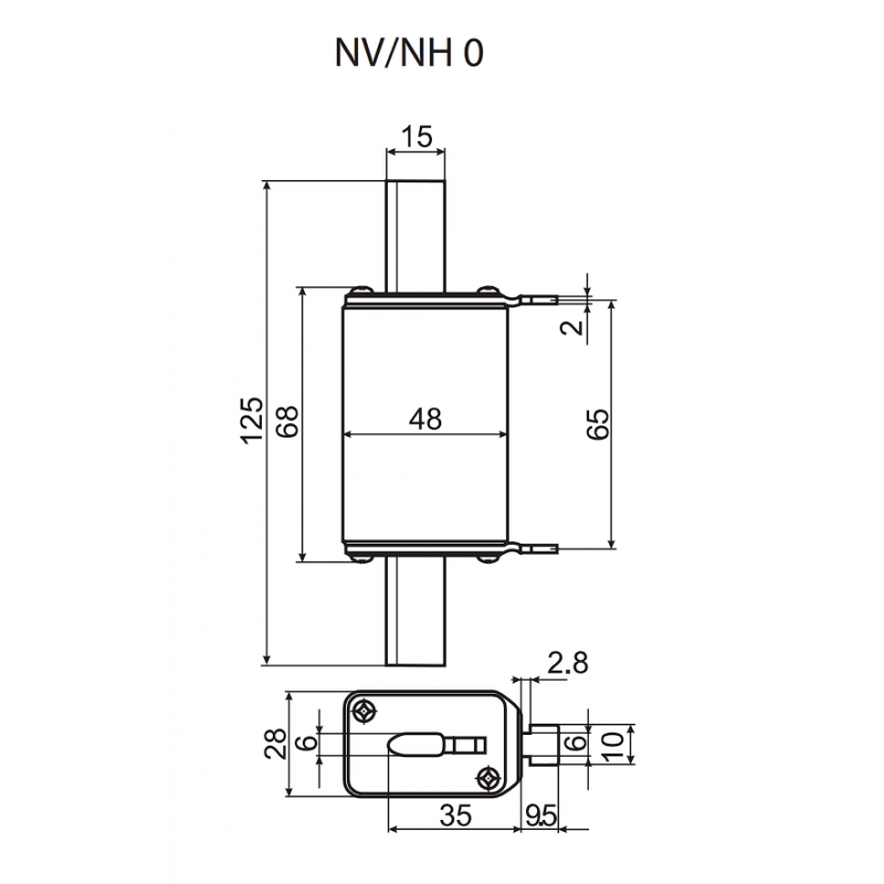 4183204 - Предохранитель ножевой KOMBI, 10 A, NH-0, gG, 500 В AC, ETI