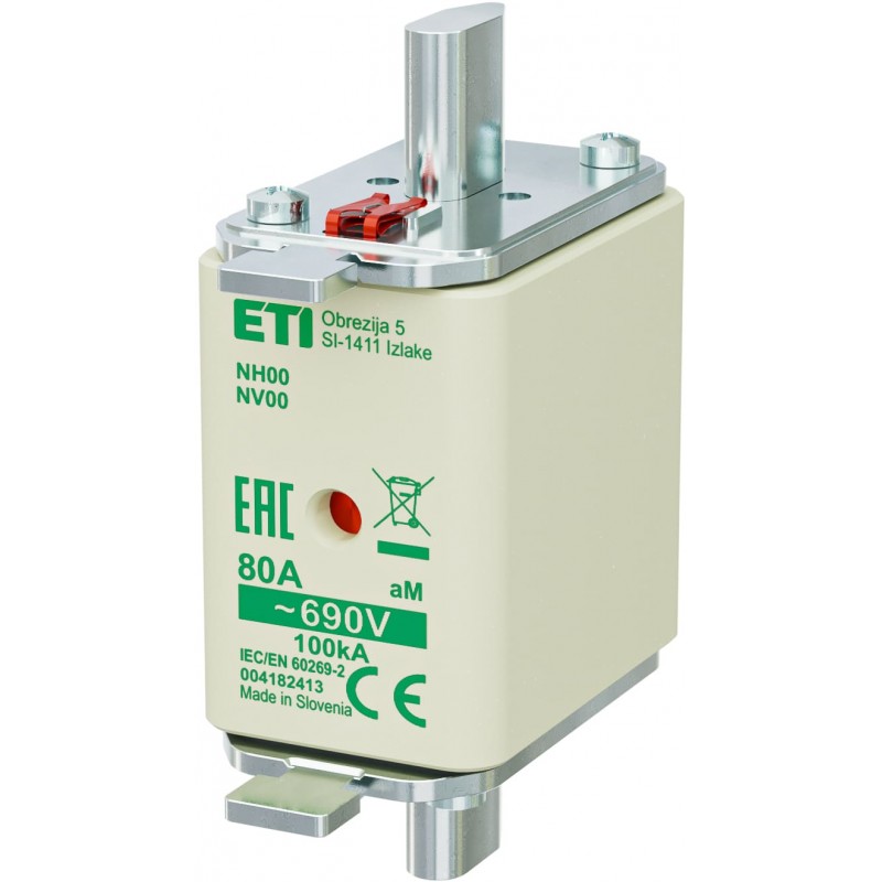 4182413 - Предохранитель ножевой KOMBI, 80 A, NH-00, aM, 690 В AC, ETI