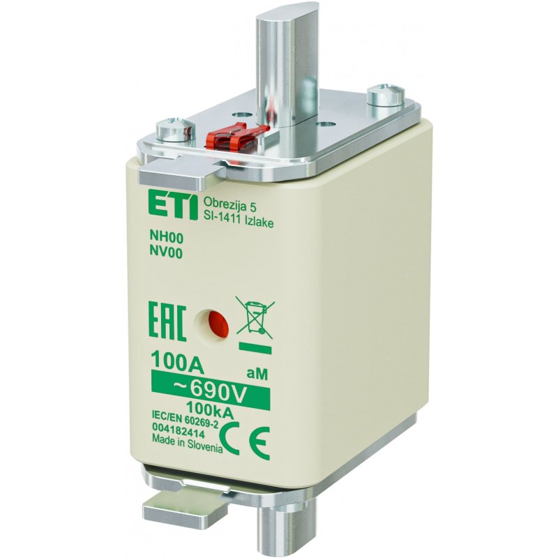 4182414 - Предохранитель ножевой KOMBI, 100 A, NH-00, aM, 690 В AC, ETI