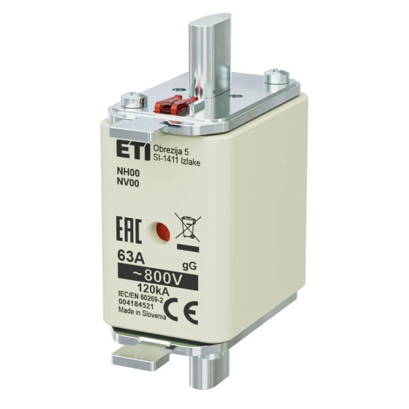 4184521 - Предохранитель ножевой KOMBI, 63 A, NH-00, gG, 800 В AC, ETI