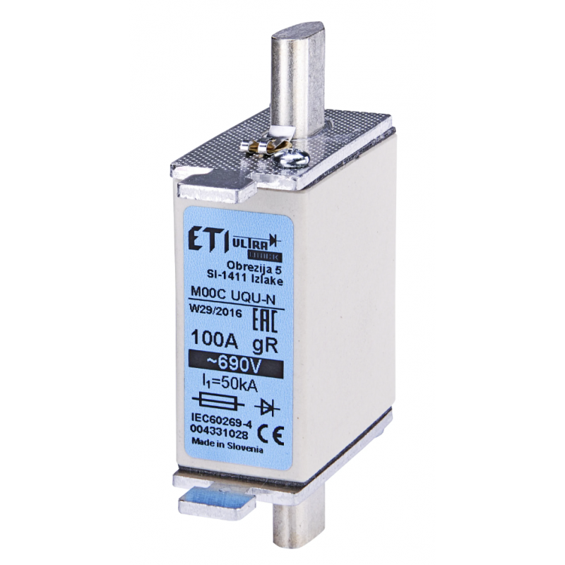 4331028 - Предохранитель ножевой M UQU-N, 100 A, NH-000, gR, 690 В AC, 200 кА, ETI