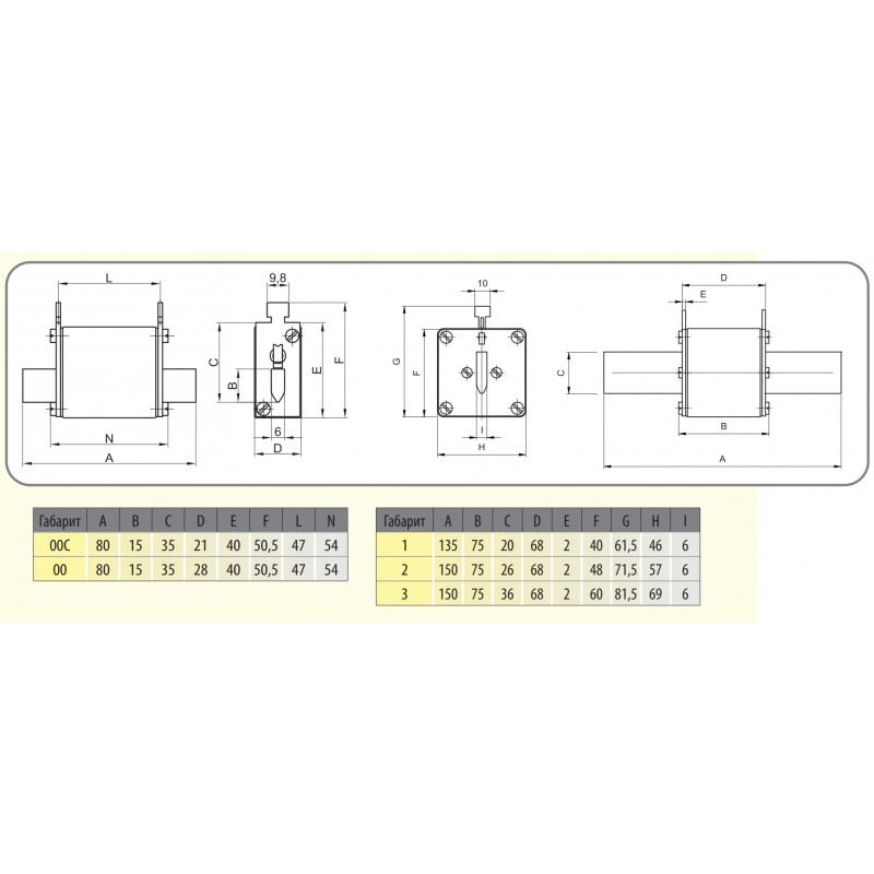 4335209 - Предохранитель ножевой M UQU-N, 315 A, NH-3, aR, 690 В AC, 50 кА, ETI