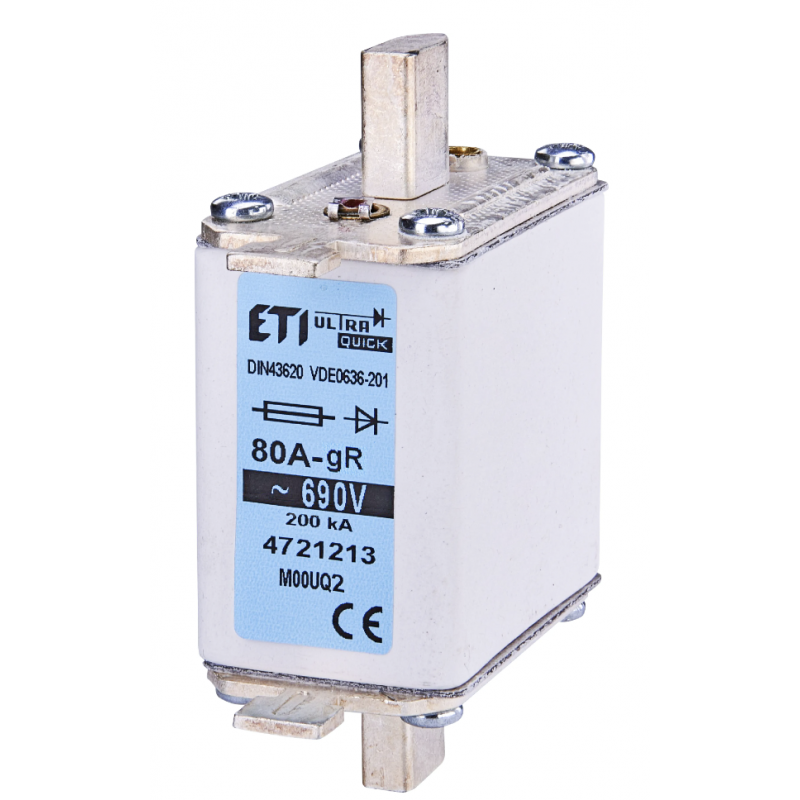 4721213 - Предохранитель ножевой M UQ2, 80 A, NH-000, gR, 690 В AC, 200 кА, ETI