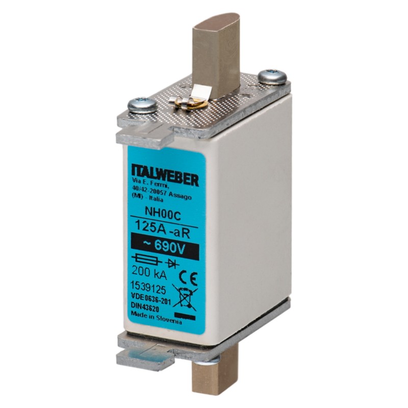 1539125 - Предохранитель ножевой HRC, 125 A, NH-00, aR, 690 В АС/400 В DC, compact, ITALWEBER