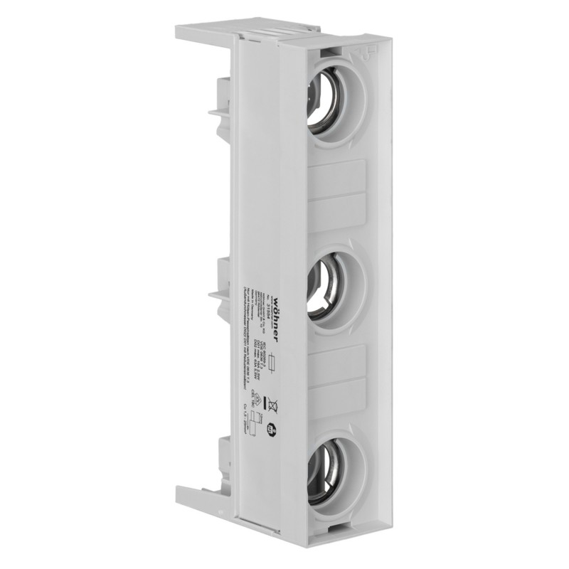 31554 - Держатель предохранителя CUSTO на шину 12x5/10 мм, 3P  Ie-63 А, D02 (E18), Wöhner