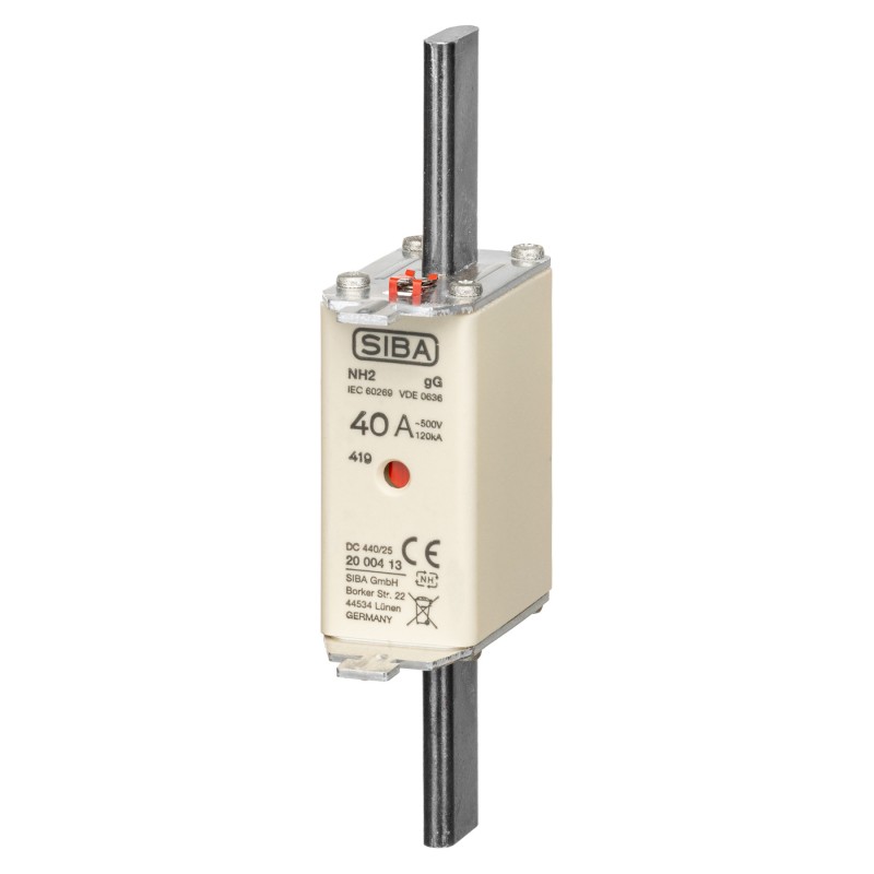 S20 004 13.40 - Предохранитель ножевой SIBA, 40 A, NH-2, gG, 500 В АС/440 В DC, Pronutec