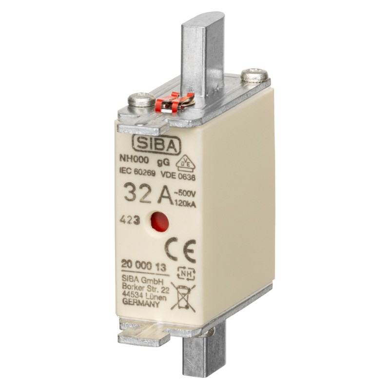 S20 000 13.32 - Предохранитель ножевой SIBA, 32 A, NH-000, gG, 500 В АС/440 В DC, Pronutec