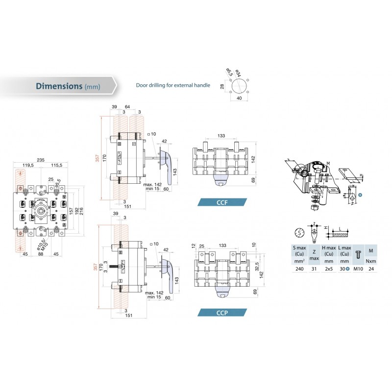 CCF02503NS0 - Переключатель нагрузки CCF/1, 4P Ith-250 A, Telergon