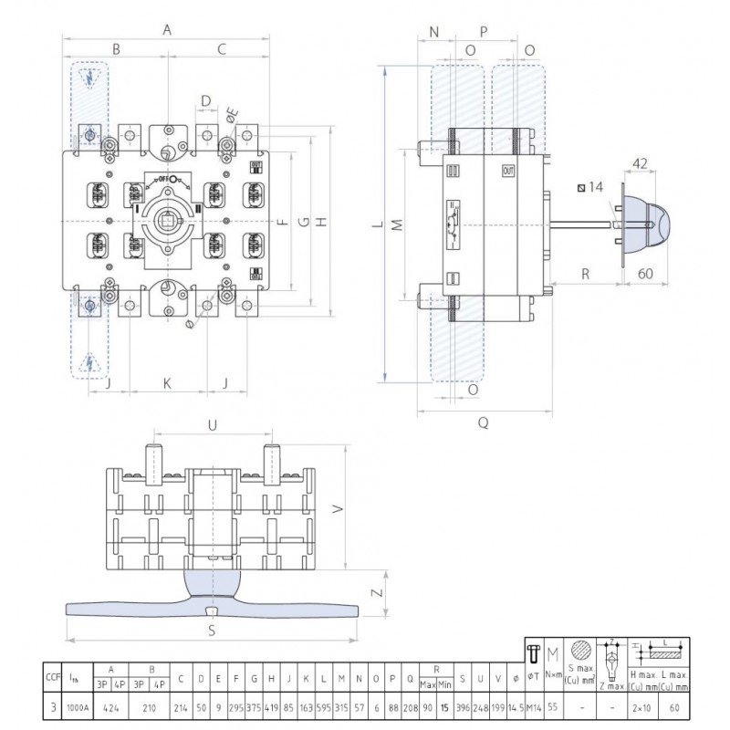 CCF10003PS0 - Переключатель нагрузки CCF/3, 3P Ith-1000 A, Telergon