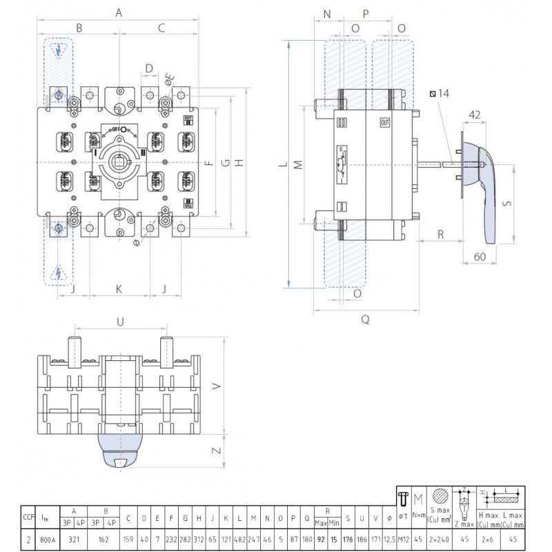 CCF08003PS0 - Переключатель нагрузки CCF/2, 3P Ith-800 A, Telergon