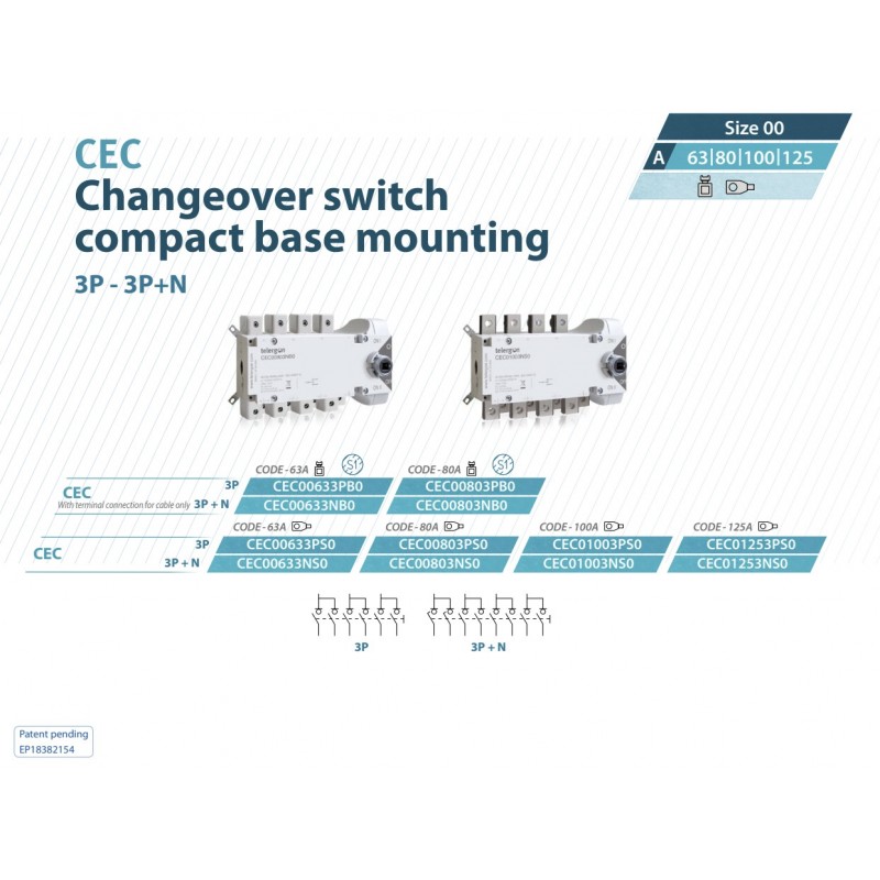 CEC00633PS0 - Переключатель нагрузки CEC, 3P Ith-63 A, Telergon