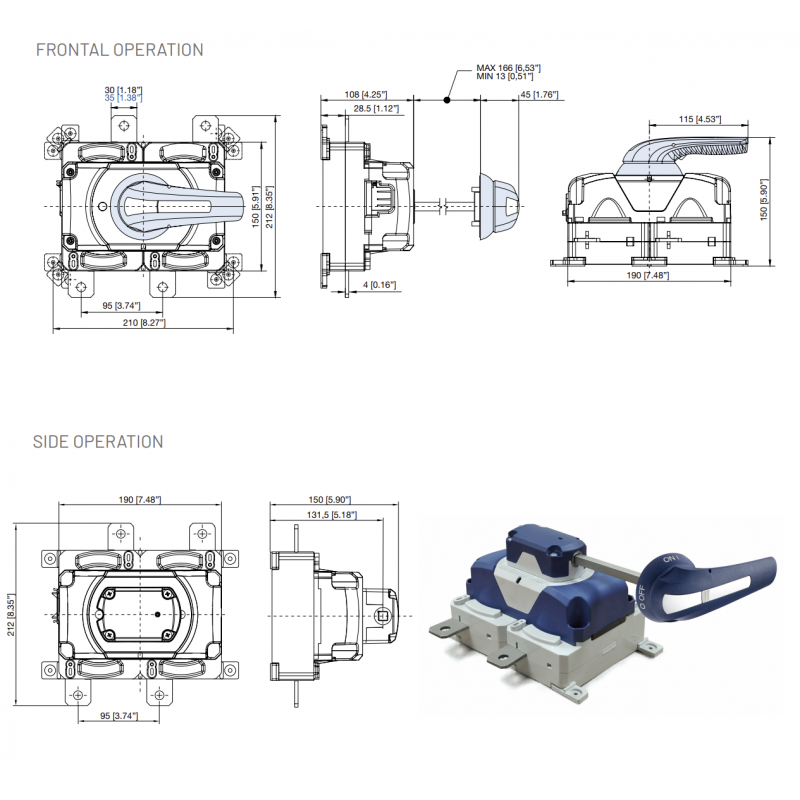 S7-01602PS0 - Выключатель нагрузки S7, 2P Ith-160 A, Ue-1500 В DC, Telergon