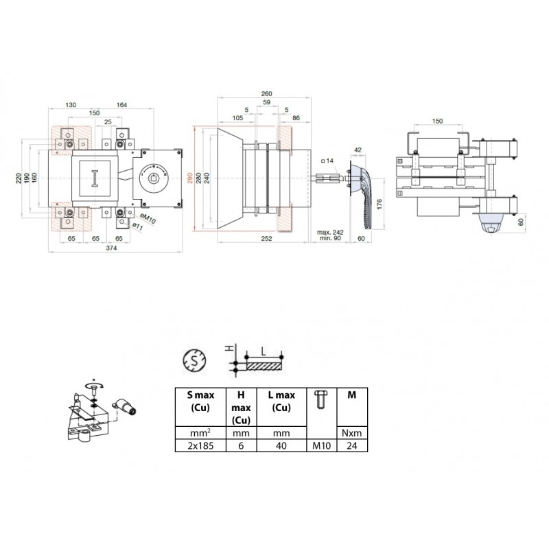 S5F05003PR0 - Переключатель нагрузки S5F/2, 3P Ith-500 A, Telergon