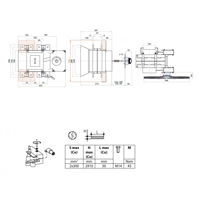 S5F12503PC0 - Переключатель нагрузки S5F/3, 3P Ith-1250 A, Telergon