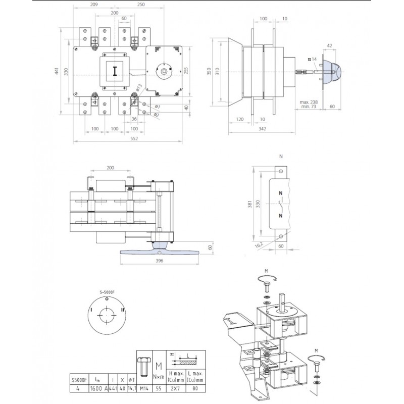 S5F16003NS0 - Переключатель нагрузки S5F/3, 4P Ith-1600 A, Telergon