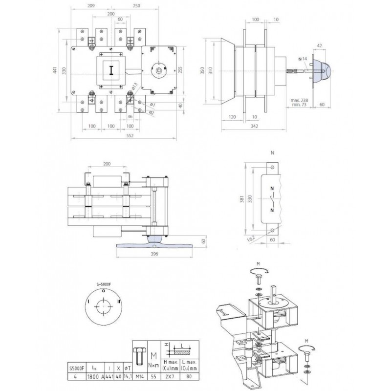 S5F18003NS0 - Переключатель нагрузки S5F/4, 4P Ith-1800 A, Telergon