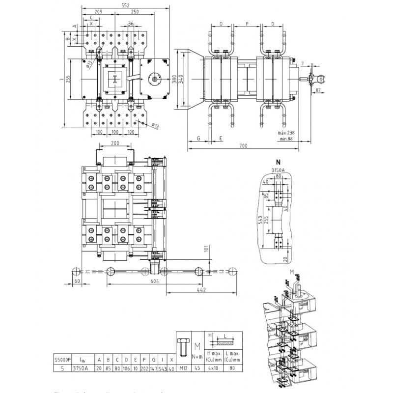 S5F31503PP0 - Переключатель нагрузки S5F/5, 3P Ith-3150 A, Telergon