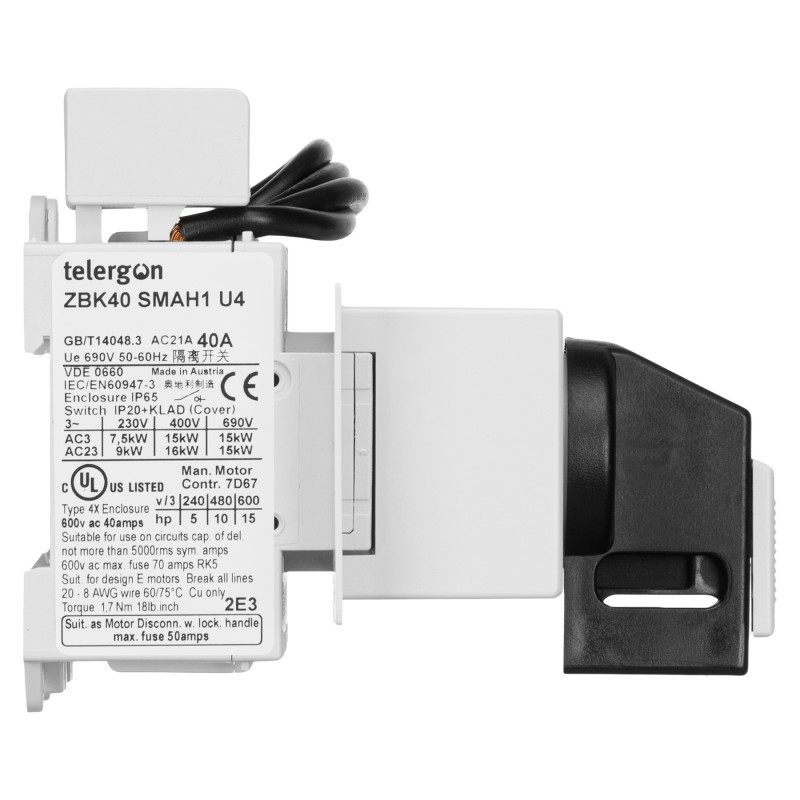 ZBK40SMAH1U4 - Переключатель модульный с прямой ручкой, 4P Ith-40 A, Telergon