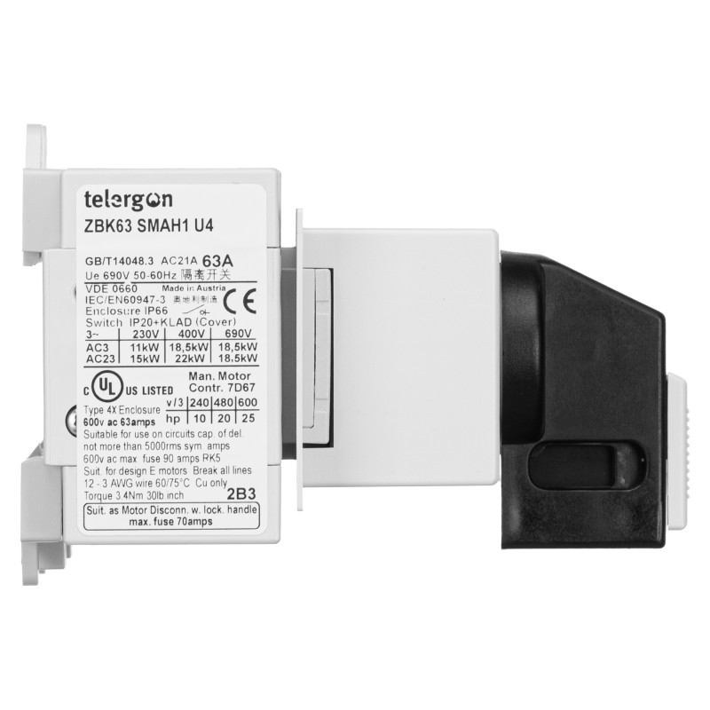 ZBK63SMAH1U4 - Переключатель модульный с прямой ручкой, 4P Ith-63 A, Telergon