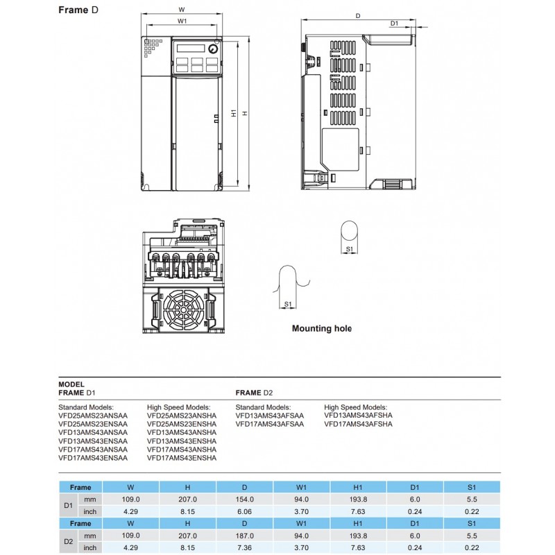 (VFD17AMS43AFSAA) Преобразователь частоты Delta electronics VFD-MS300, P=7.5 кВт, Uвх=3Фх380В/Uвых=3Фх380В